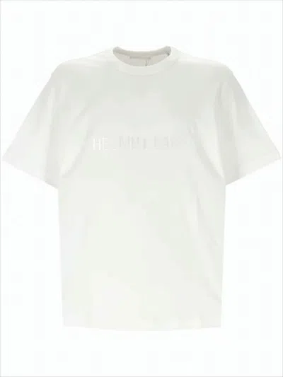 Helmut Lang Relaxed-fit White Cotton Tee With Embossed Lettering