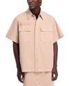 Helmut Lang Gd Uniform Short Sleeve Stretch Twill Button Up Shirt In Purple