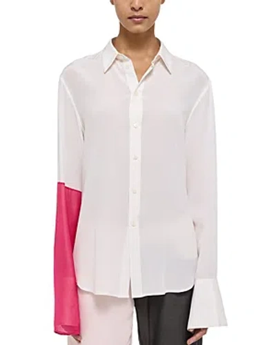 Helmut Lang Women's Relaxed Silk Combo Shirt In White