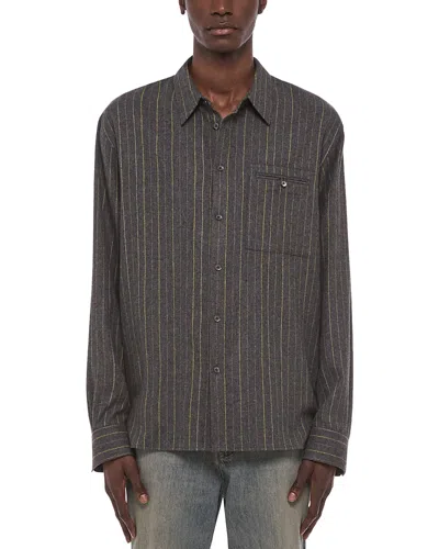 Helmut Lang Relaxed Wool Blend Striped Shirt In Gray