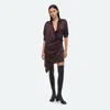 Helmut Lang Wrap Relax Silk Shirtdress In Brown