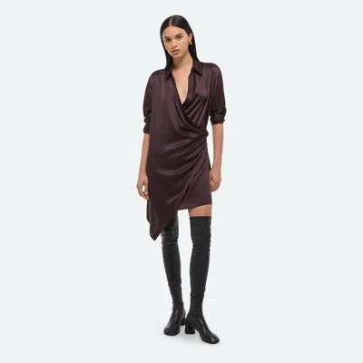 Helmut Lang Relaxed Wrap Shirt Dress In Purple