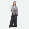 Helmut Lang Wrap Front Silk Shirt In Gray