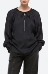 Helmut Lang Reversible Long Sleeve Drawstring Top In Black