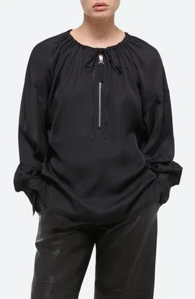 Helmut Lang Reversible Long Sleeve Drawstring Top In Black