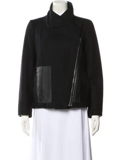 Pre-owned Helmut Lang Reversible Wool/lamb Leather Short Coat Lamb Leather Fur Coat In Black