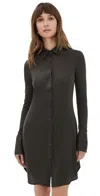 HELMUT LANG RIB BUTTON UP DRESS GRAPHITE