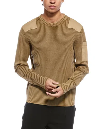Helmut Lang Rib Military Crewneck Sweater In Brown