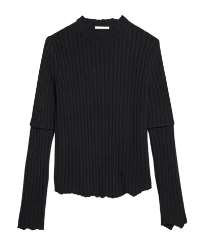 Helmut Lang Rib Sweater With Holes In Black