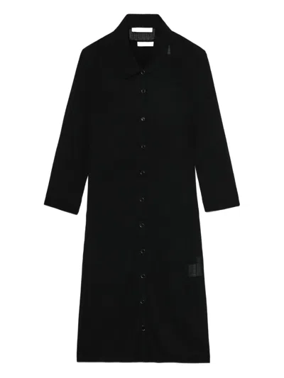 Helmut Lang Ribbed Buttoned Dress In Black