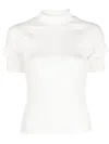 Helmut Lang Turtleneck Cut-out Sleeve Top In White