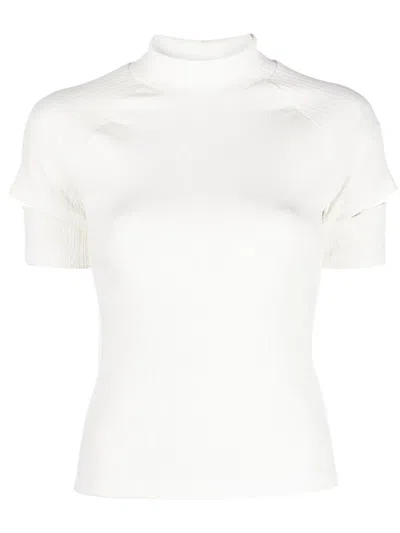 HELMUT LANG RIBBED CUT-OUT SLEEVE TOP