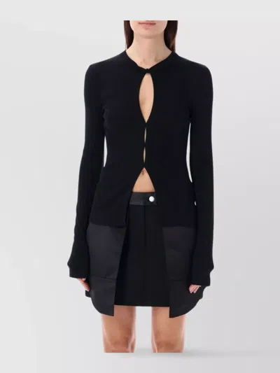 Helmut Lang Ribbed Knit Keyhole Neck In Black