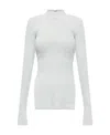 Helmut Lang Ribbed-knit Long-sleeve Top In White
