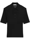Helmut Lang Ribbed-knit Polo Shirt In Black