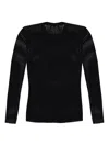 Helmut Lang Sheer Stripe Crewneck Top In Black