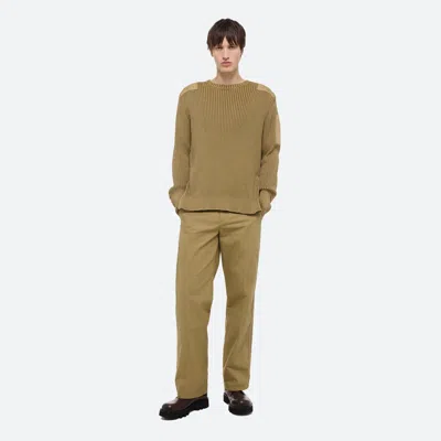Helmut Lang Ribbed Military Sweater In Brown