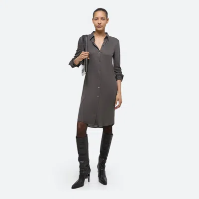 Helmut Lang Ribbed Shirt Dress In Graphite In Pink