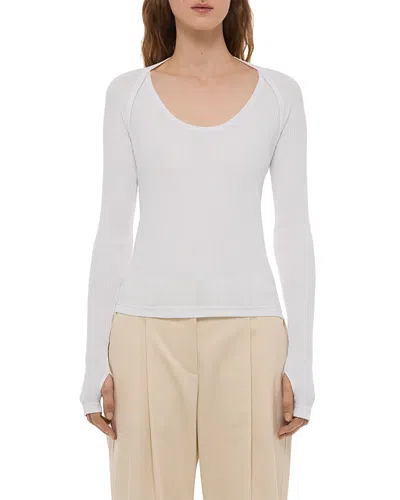 Helmut Lang Ribbed Shrug Top In Neutral