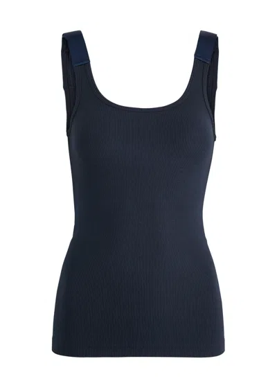 Helmut Lang Ribbed Stretch-jersey Tank In Navy