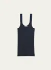 Helmut Lang Ribbed Tank Top In Navy - G0f