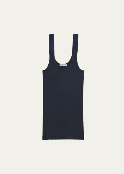 Helmut Lang Ribbed Tank Top In Nav