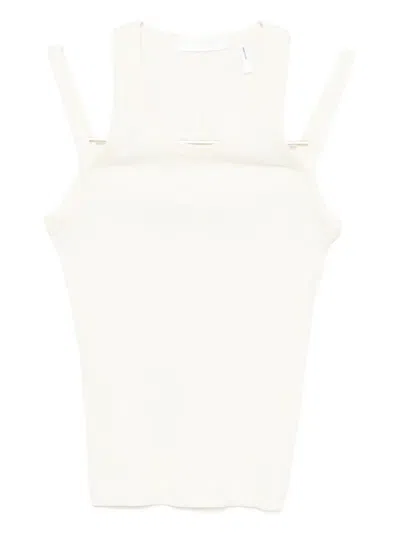 Helmut Lang Ribbed Tank Top In White