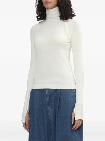 Helmut Lang Ribbed Turtleneck T-shirt In White