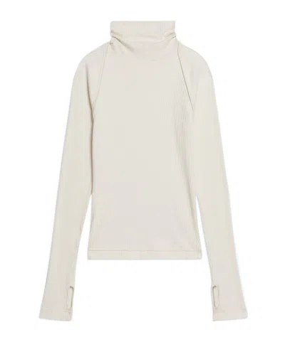Helmut Lang Ribbed Turtleneck T-shirt In Winter White