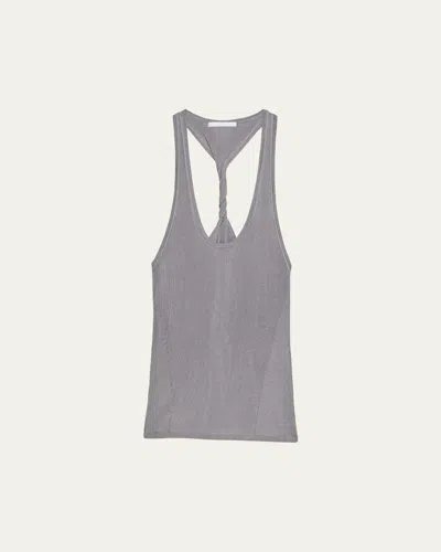 Helmut Lang Ribbed Twist Tank Top In Grey Lavender