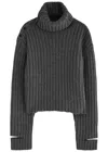 Helmut Lang Ribbed Wool-blend Jumper In Charcoal