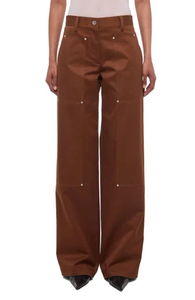 Helmut Lang Rivet Detail Cotton Carpenter Pants In Brown