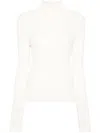 Helmut Lang Roll-neck Fine-ribbed T-shirt In Neutrals