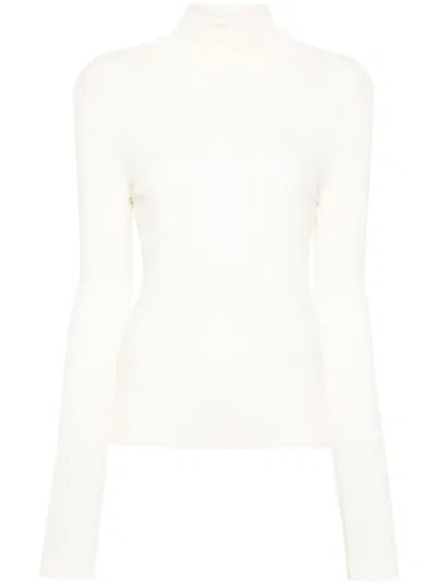 Helmut Lang Roll-neck Fine-ribbed T-shirt In Neutrals