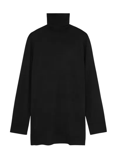 Helmut Lang Roll-neck Wool-blend Jumper Dress In Black