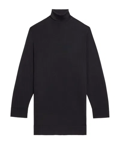 Helmut Lang Roll-neck Wool-blend Minidress In Black