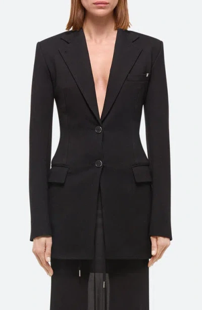 HELMUT LANG HELMUT LANG ROMA ZIP SLEEVE SINGLE BREASTED PONTE KNIT BLAZER