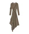 Helmut Lang Protection Draped Asymmetric Long Sleeve Dress In Brown