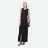 Helmut Lang Ruched Sleeveless Maxi Dress In Black