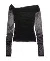 Helmut Lang Ruched Off-shoulder Top In Black