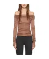 Helmut Lang Brown Ruched Long Sleeve T-shirt In Brown