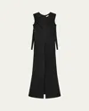 Helmut Lang Ruched Sleeveless Maxi Dress In Black