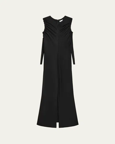 Helmut Lang Ruched Sleeveless Maxi Dress In Black