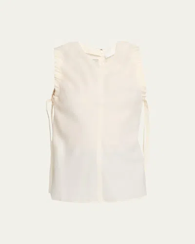 Helmut Lang Ruched Sleeveless Top In Neutral