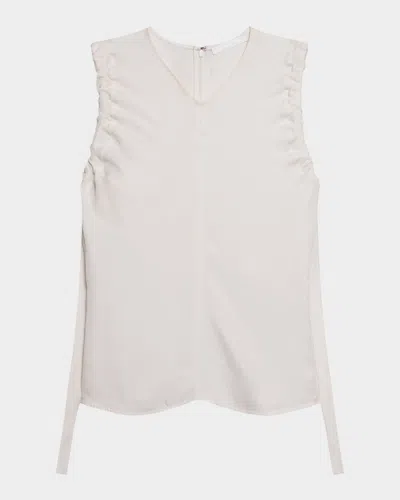 Helmut Lang Ruched Sleeveless Top In White