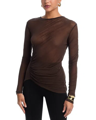 Helmut Lang Ruched Top In Brown