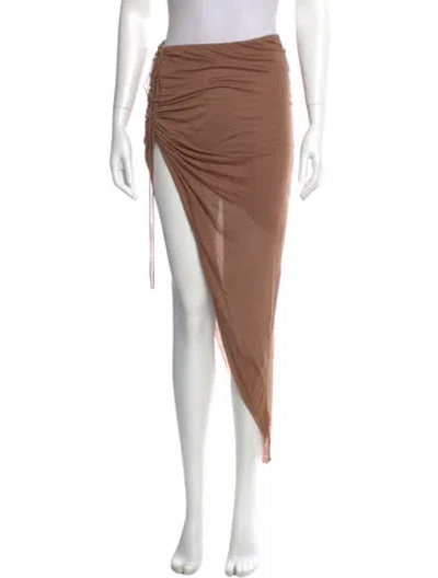 Pre-owned Helmut Lang Ruffle Embellishment Midi Length Skirt In Brown