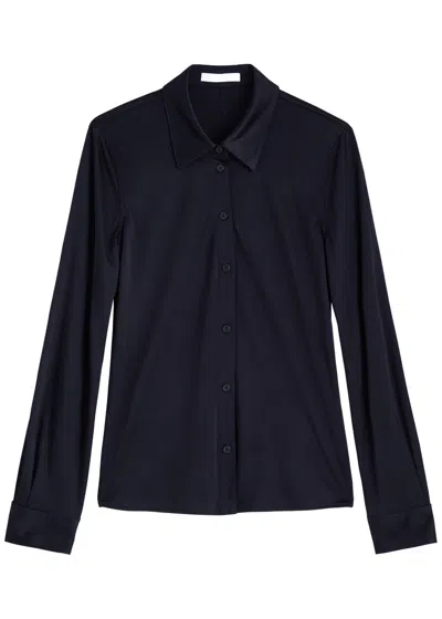Helmut Lang Satin-jersey Shirt In Navy