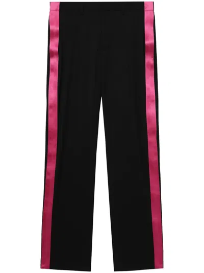 HELMUT LANG SATIN-TRIMMED WOOL TROUSERS