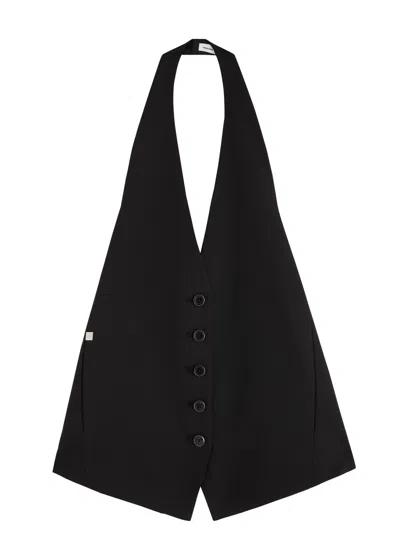 Helmut Lang Satin-twill Waistcoat In Black